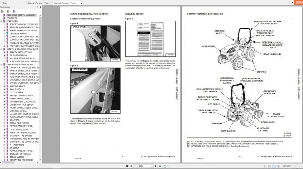 Bobcat Compact Tractor CT235 Operation Maintenance Manuals 3