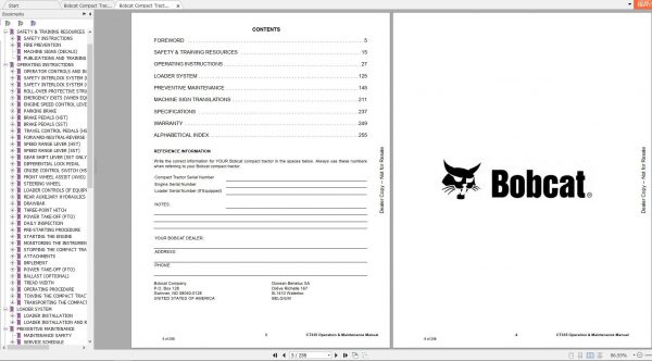 Bobcat Compact Tractor CT335 Operation Maintenance Manuals 2