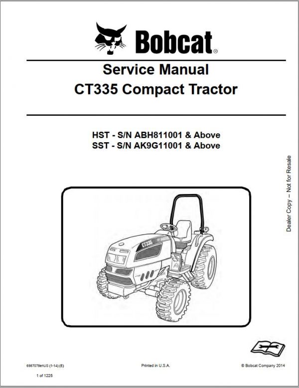 Bobcat Compact Tractor CT335 Service Manual6987078 1