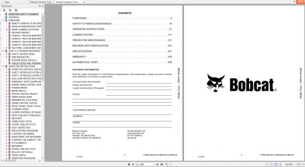 Bobcat Compact Tractor CT440 Operation Maintenance Manuals 2 1