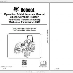 Bobcat Compact Tractor CT445 Operation Maintenance Manuals 1