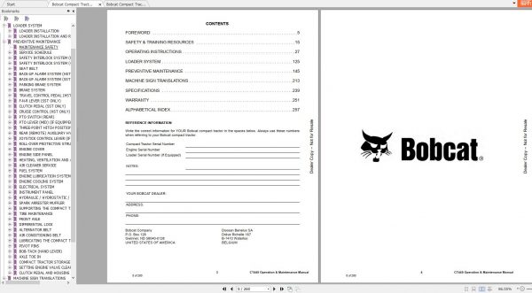 Bobcat Compact Tractor CT445 Operation Maintenance Manuals 2