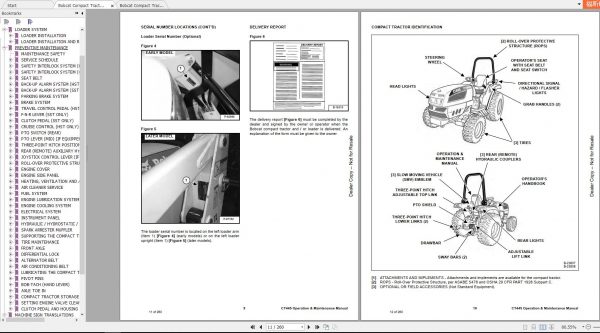 Bobcat Compact Tractor CT445 Operation Maintenance Manuals 3