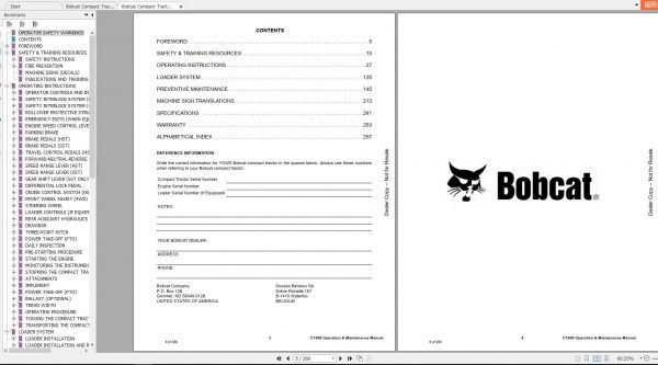 Bobcat Compact Tractor CT450 Operation Maintenance Manuals 2