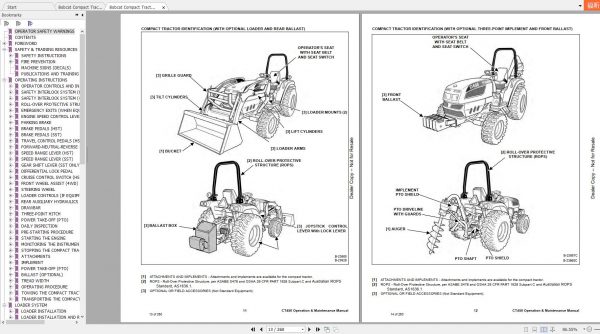 Bobcat Compact Tractor CT450 Operation Maintenance Manuals 3