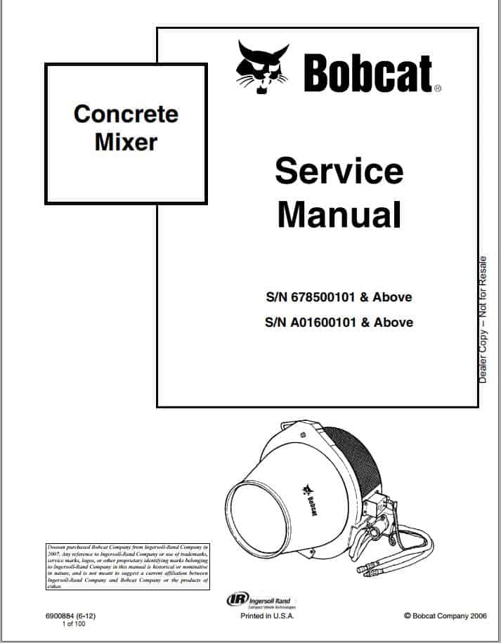 Bobcat Concrete Mixer Service Manual6900884 1