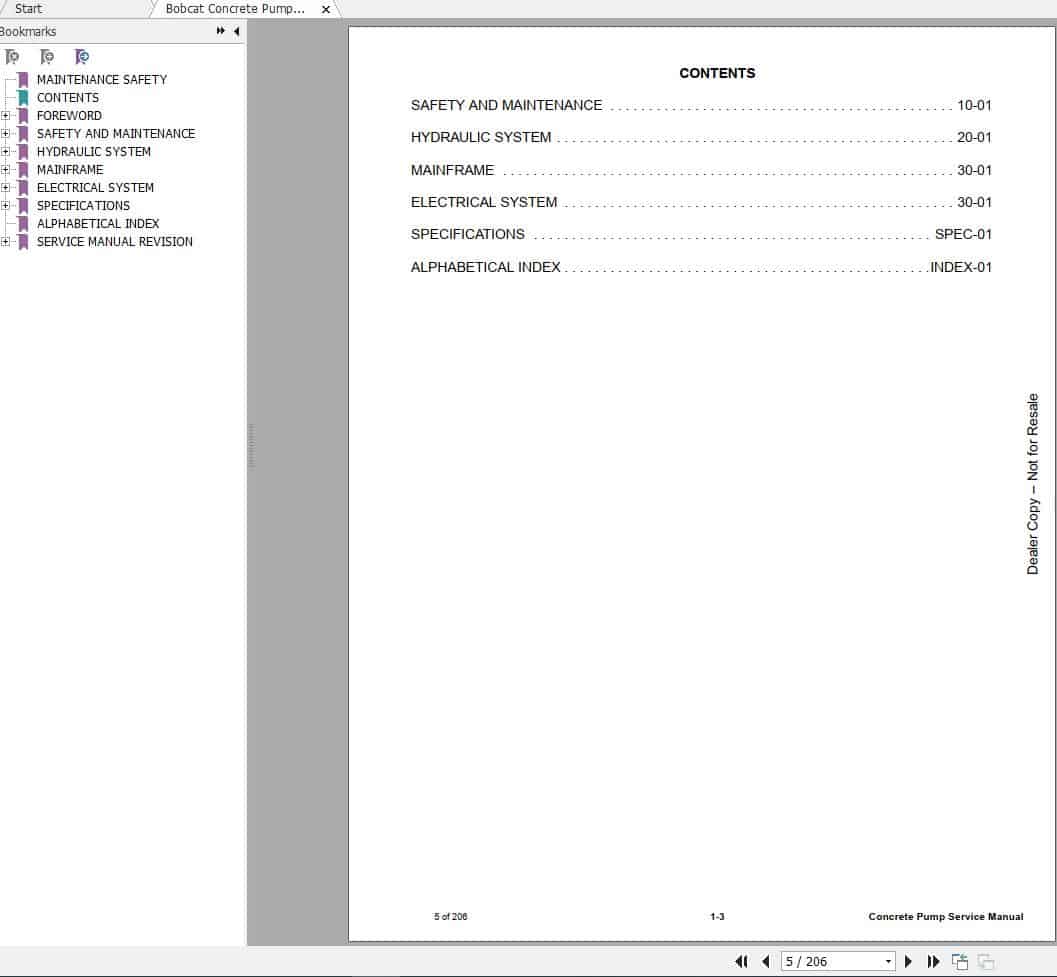 Bobcat Concrete Pump Service Manual6901060 2