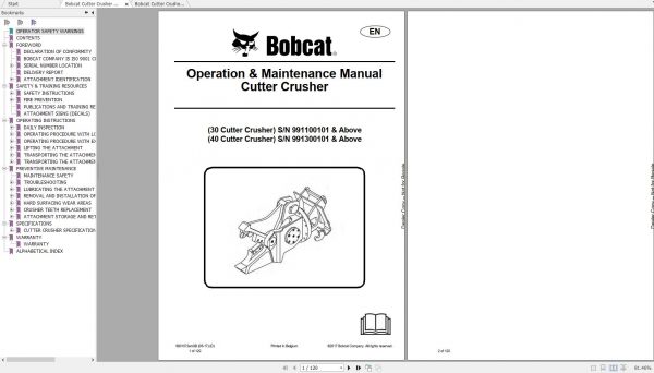 Bobcat Cutter Crusher Operation Maintenance Manuals 1