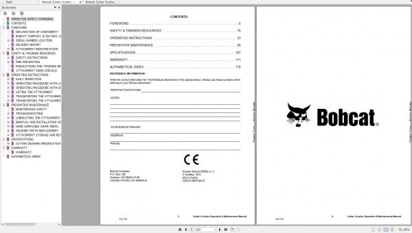 Bobcat Cutter Crusher Operation Maintenance Manuals 3