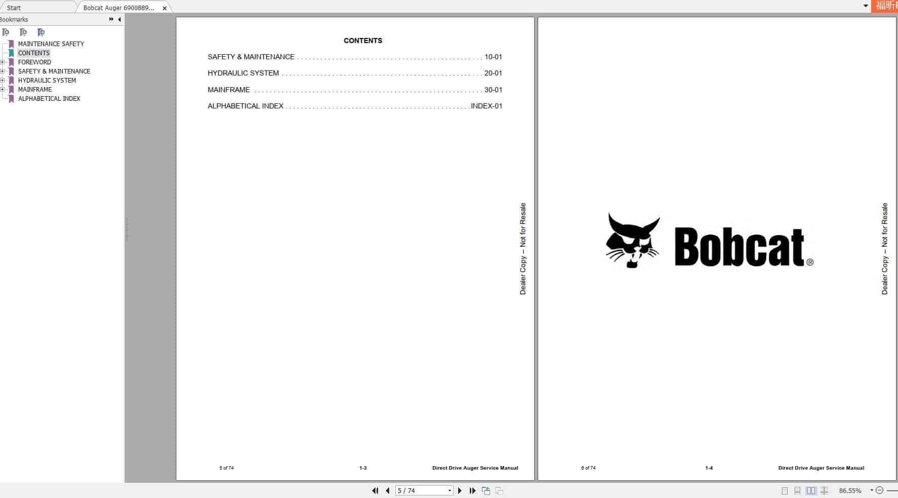 Bobcat Direct Drive Auger Service Manual6900889 2