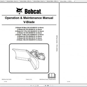 Bobcat Dozer Utility V Blade Operation Maintenance Manuals 1