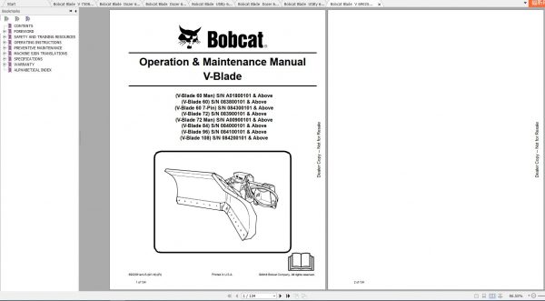 Bobcat Dozer Utility V Blade Operation Maintenance Manuals 1