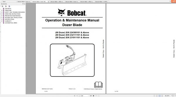 Bobcat Dozer Utility V Blade Operation Maintenance Manuals 4