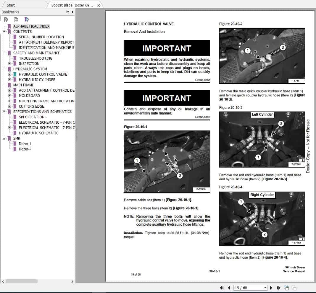 Bobcat Dozer Blade 96 Inch Service Manual6903383 3