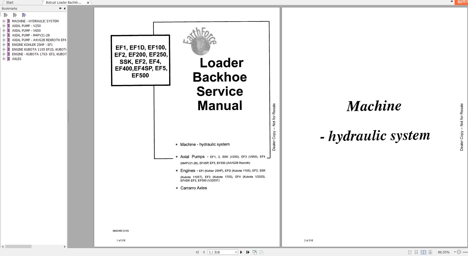 Bobcat EarthForce Loader Bachkhoe Service Manual6902466 1