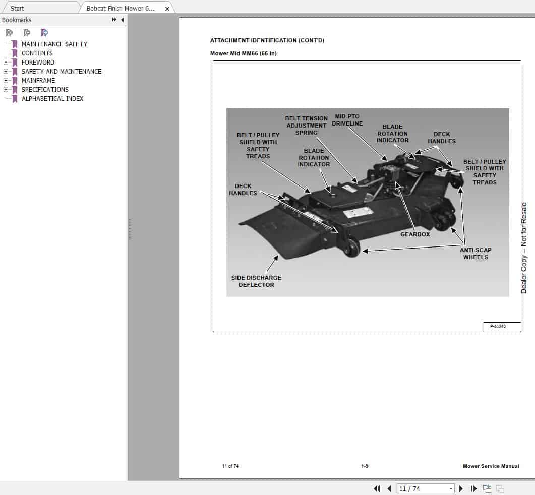 Bobcat Finish Mower Service Manual6986907 3