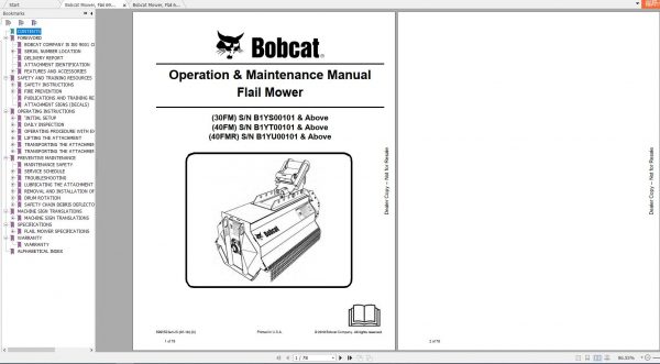 Bobcat Flail Mower Operation Maintenance Manuals 1
