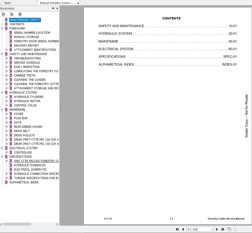 Bobcat Forestry Cutter FRC150 Service Manual6987118 2