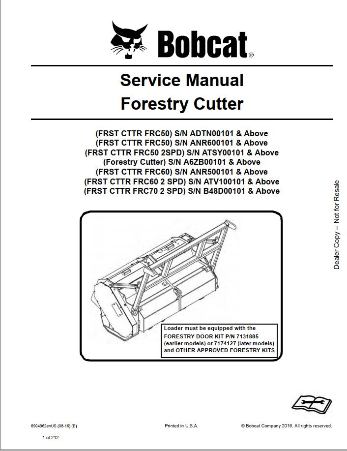 Bobcat Forestry Cutter FRC50 Service Manual6904962 1