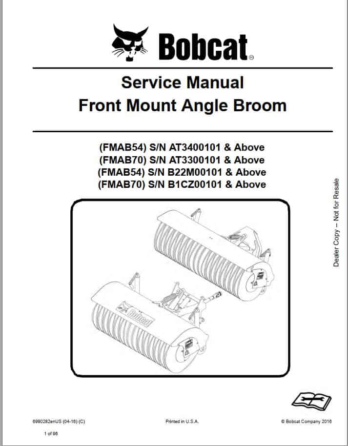 Bobcat Front Mount Angle Broom FMAB Service Manual6990282 1