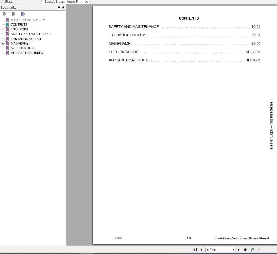 Bobcat Front Mount Angle Broom FMAB Service Manual6990282 2