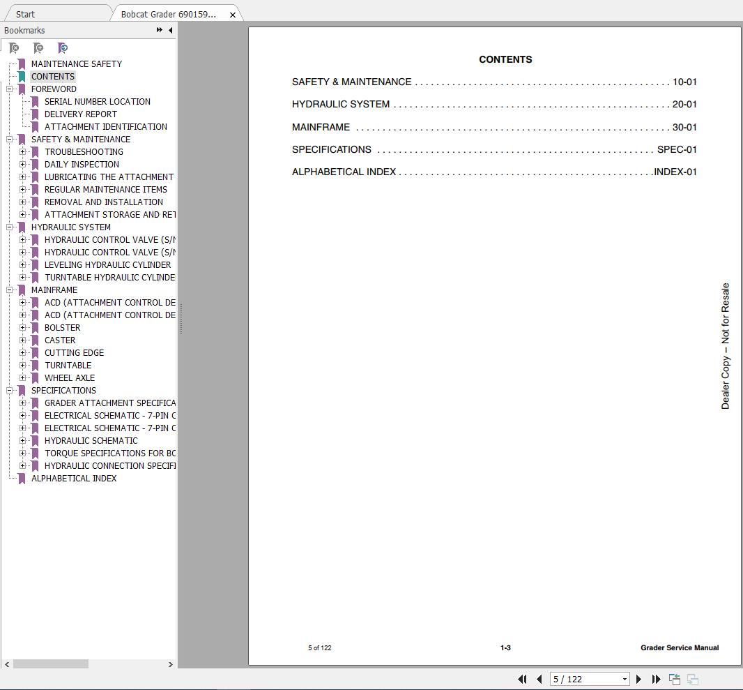 Bobcat Grader 84 Service Manual6901594 2