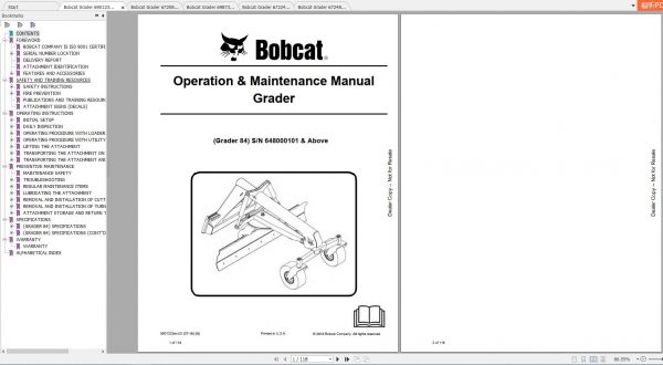 Bobcat Grader Operation Maintenance Manuals 2