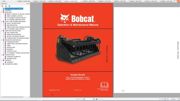 Bobcat Grapple Operation Maintenance Manuals 1