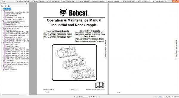 Bobcat Grapple Operation Maintenance Manuals 3