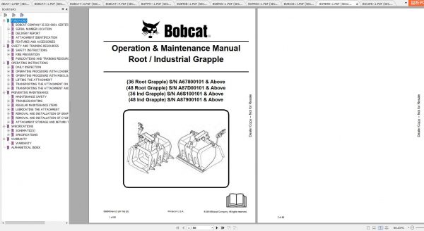 Bobcat Grapple Operation Maintenance Manuals 4