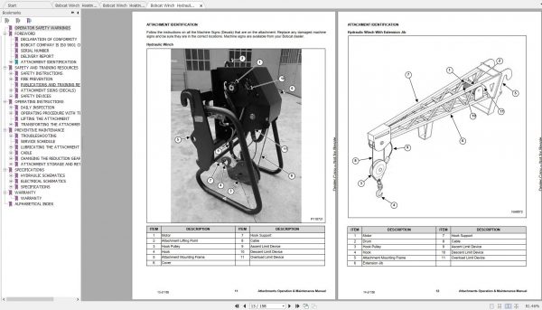 Bobcat Hoisting Winch Operation Maintenance Manuals 4