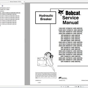 Bobcat Hydraulic Breaker 1250 6560 Service Manual6720280 1