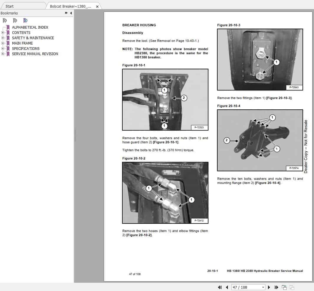 Bobcat Hydraulic Breaker HB1380 2380 Service Manual6904929 3