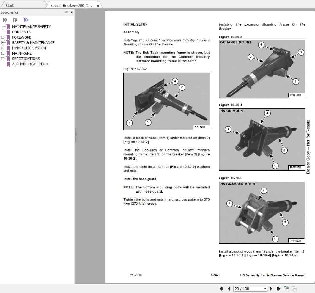 Bobcat Hydraulic Breaker HB2801180 Service Manual6904105 2