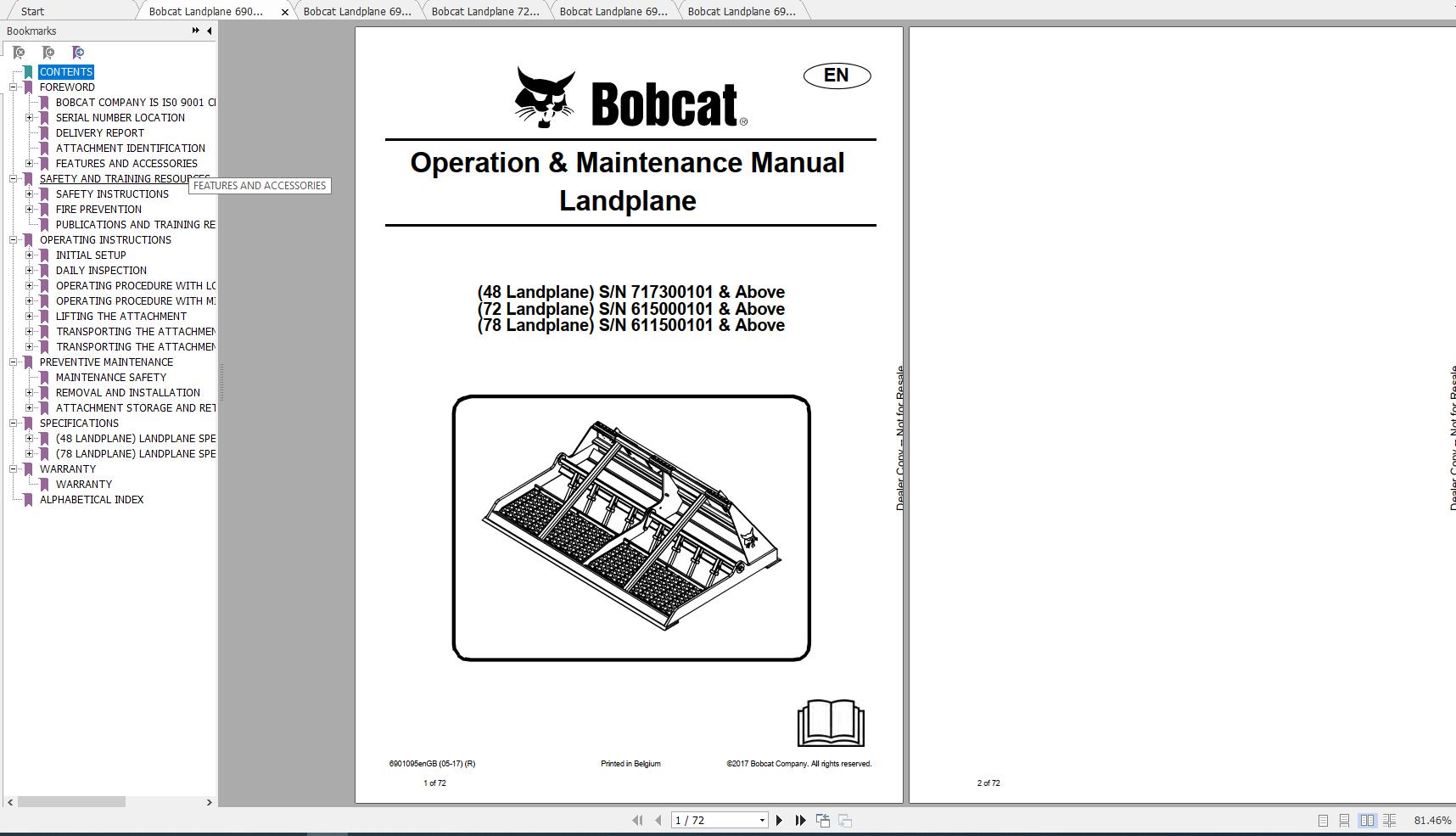 Bobcat Landplane Operation Maintenance Manuals 1