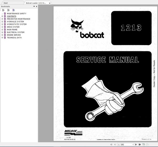Bobcat Loader 1213 Service Manual6570156 1