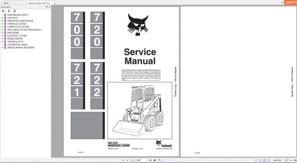Bobcat Loader 700 720 721 722 Service Manual6556619 1