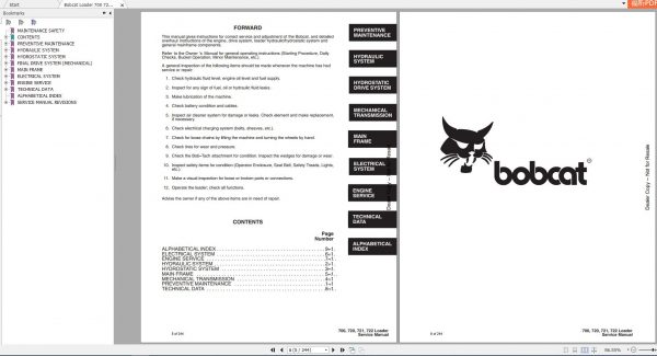 Bobcat Loader 700 720 721 722 Service Manual6556619 2