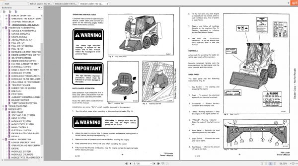 Bobcat Loader 7230 Series Operating Maintenance Manuals 3