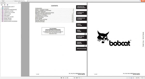 Bobcat Loader 741 742 743 743DS Service Manual6566109 2