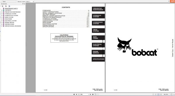 Bobcat Loader 742B 743B Service Manual6720772 2