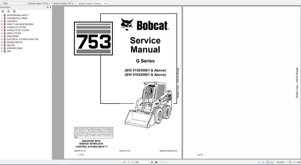 Bobcat Loader 753 Service Manuals 1