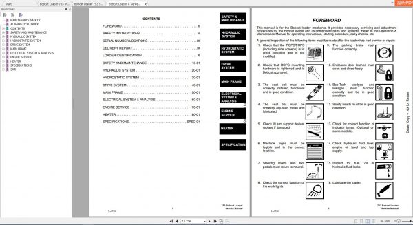 Bobcat Loader 753 Service Manuals 2