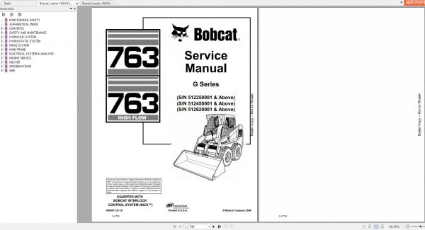 Bobcat Loader 763HF Service Manuals 1