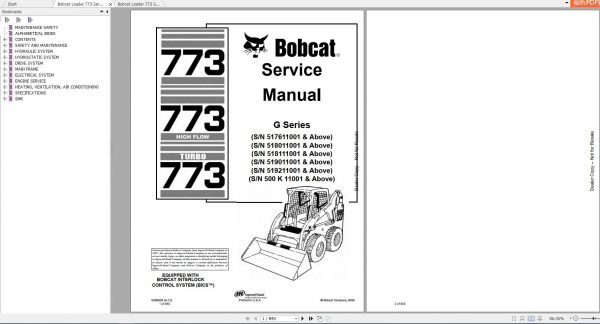 Bobcat Loader 773 Service Manuals 1