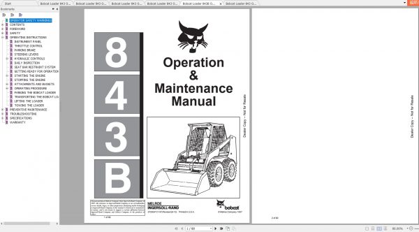 Bobcat Loader 843 Operation Maintenance Manuals 2