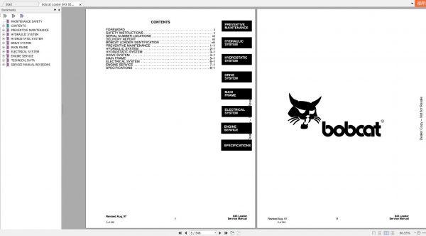 Bobcat Loader 843 Service Manual6566091 2