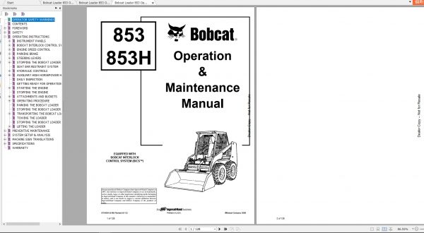 Bobcat Loader 853H Operation Maintenance Manuals 1
