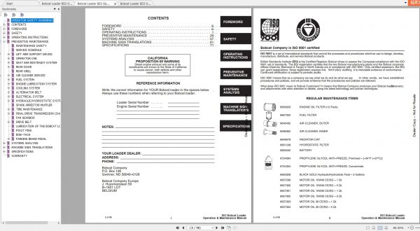 Bobcat Loader 853H Operation Maintenance Manuals 2