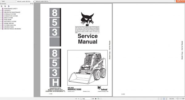 Bobcat Loader 853 853H Service Manuals 1